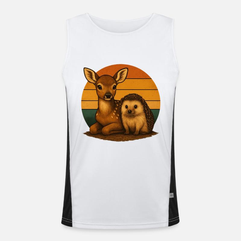 Deer Hedgehog Retro Animal Lovers Men's Functional Contrast Tank Top 