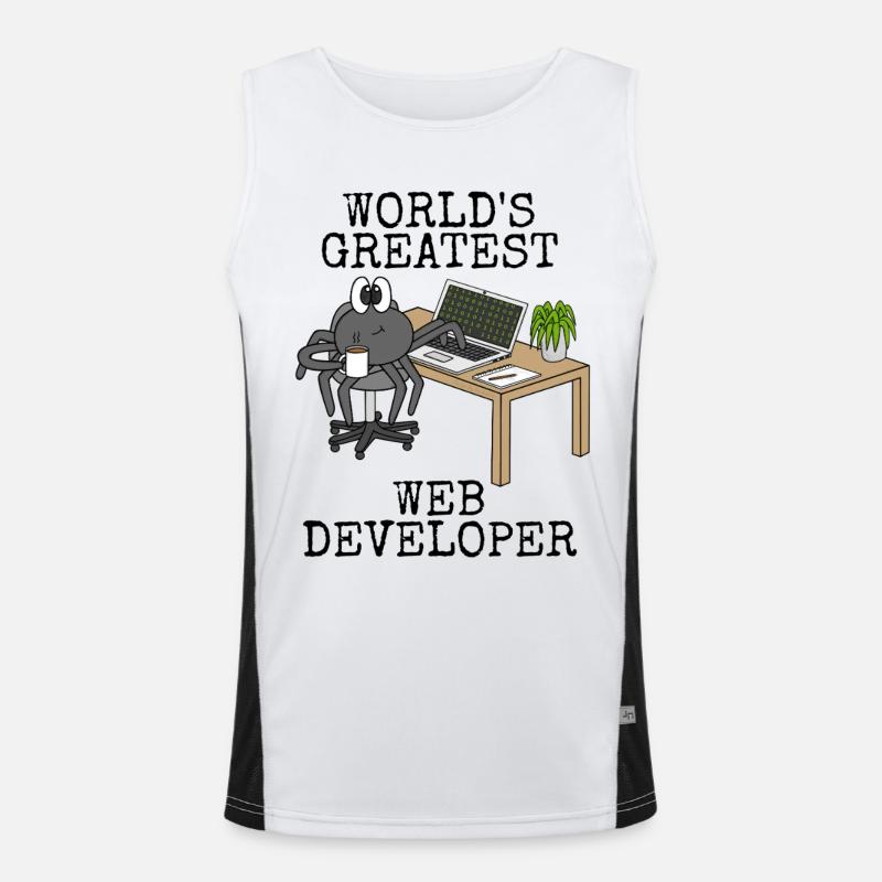 Der beste Webentwickler der Welt, Spider Funny Funktionelles Kontrast-Tank Top für Männer 