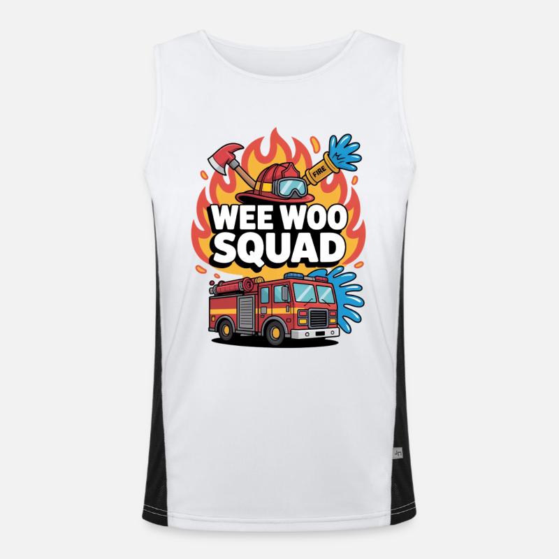 Wee Woo Squad Feuerwehrauto Feuerwehrmann Funktionelles Kontrast-Tank Top für Männer 