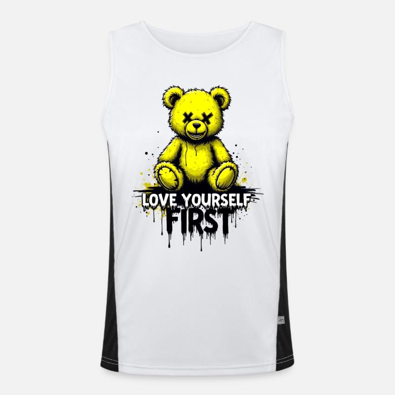Aime-toi d’abord Teddy Bear Graffiti Débardeur respirant contrasté Homme 