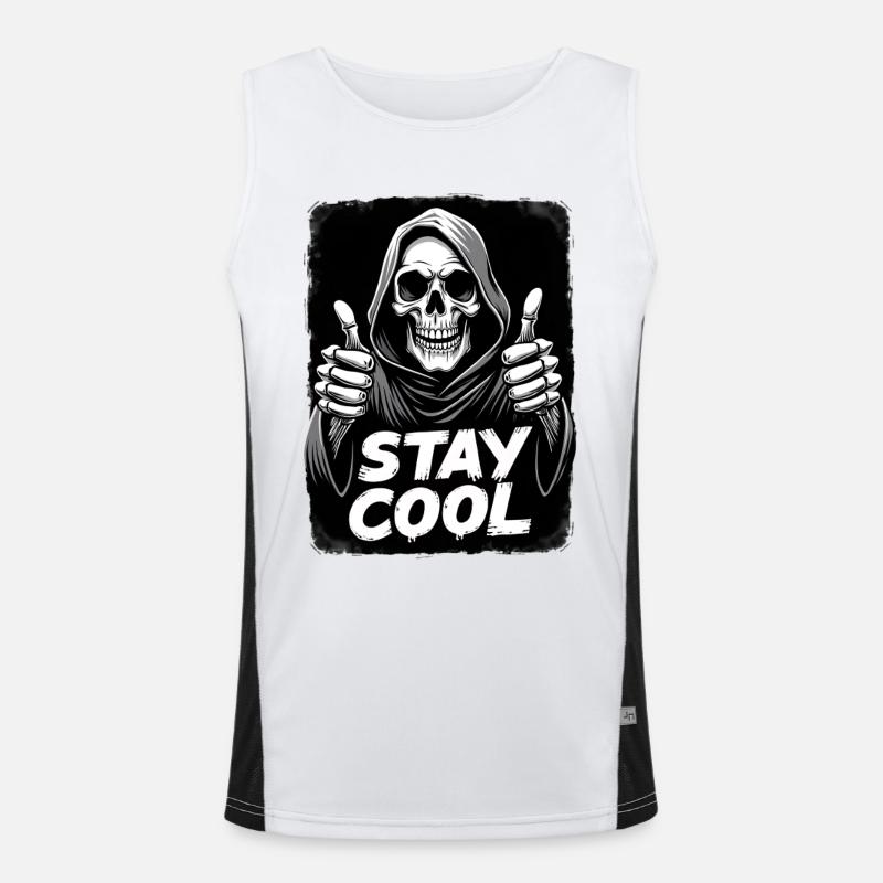Stay Cool Sensenmann Totenkopf Funktionelles Kontrast-Tank Top für Männer 