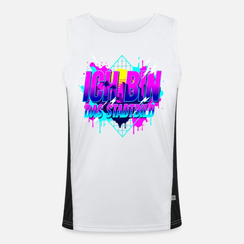 Ich Bin das Stadtbild - 80er Retro Synthwave Neon Funktionelles Kontrast-Tank Top für Männer 