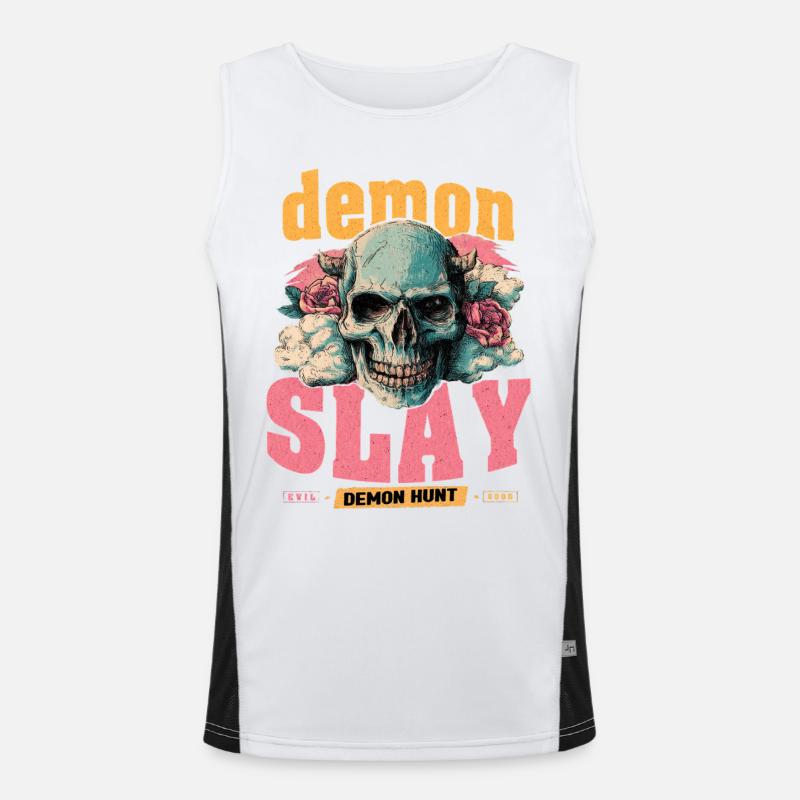 Demon Hunter Skull - Men's Functional Contrast Tank Top  - white/black