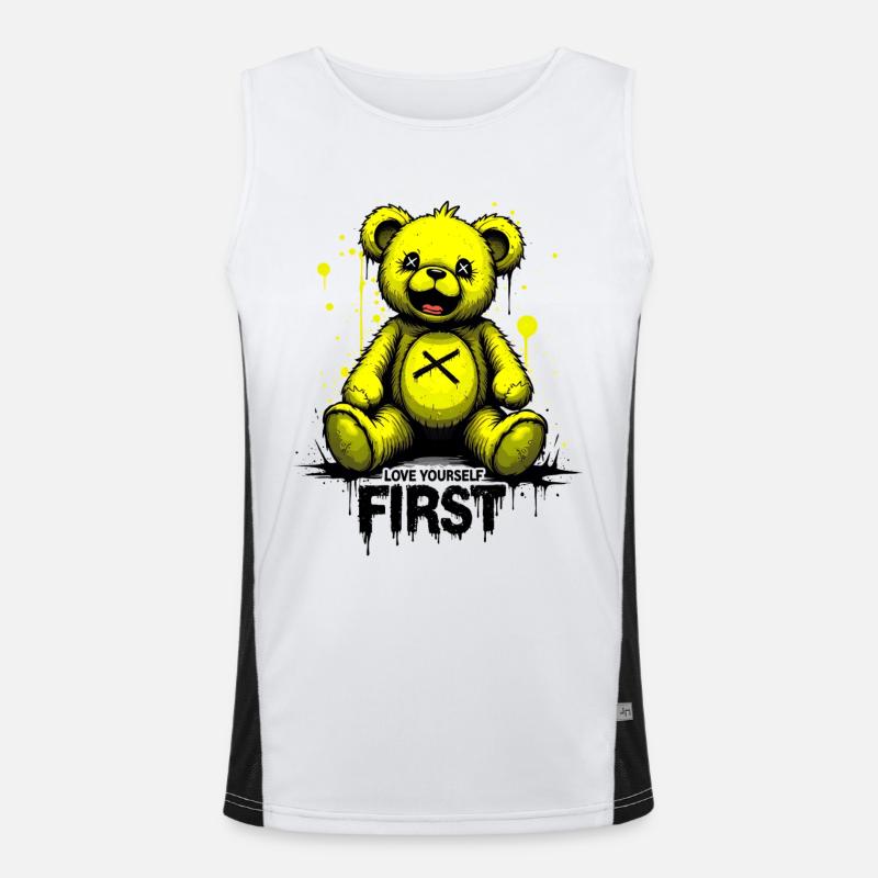 Love Yourself First Teddy Bear Graffiti - Men's Functional Contrast Tank Top  - white/black
