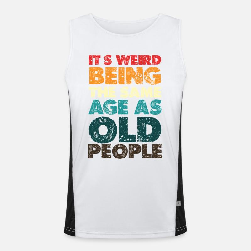 Strangely the same age as old people Men's Functional Contrast Tank Top 