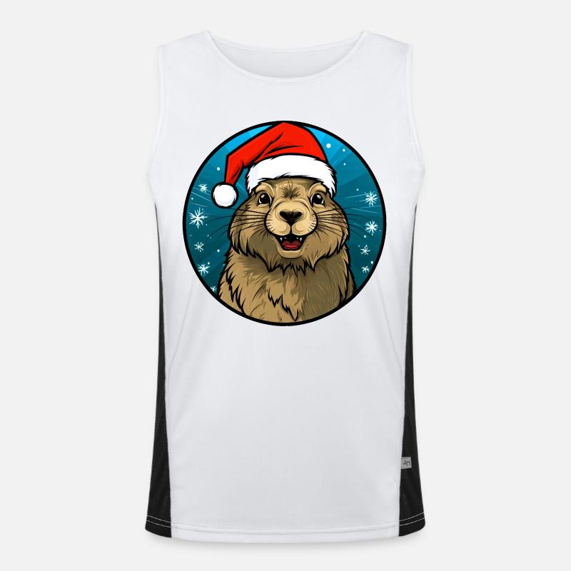 Weihnachtsmann Murmeltier Funktionelles Kontrast-Tank Top für Männer 