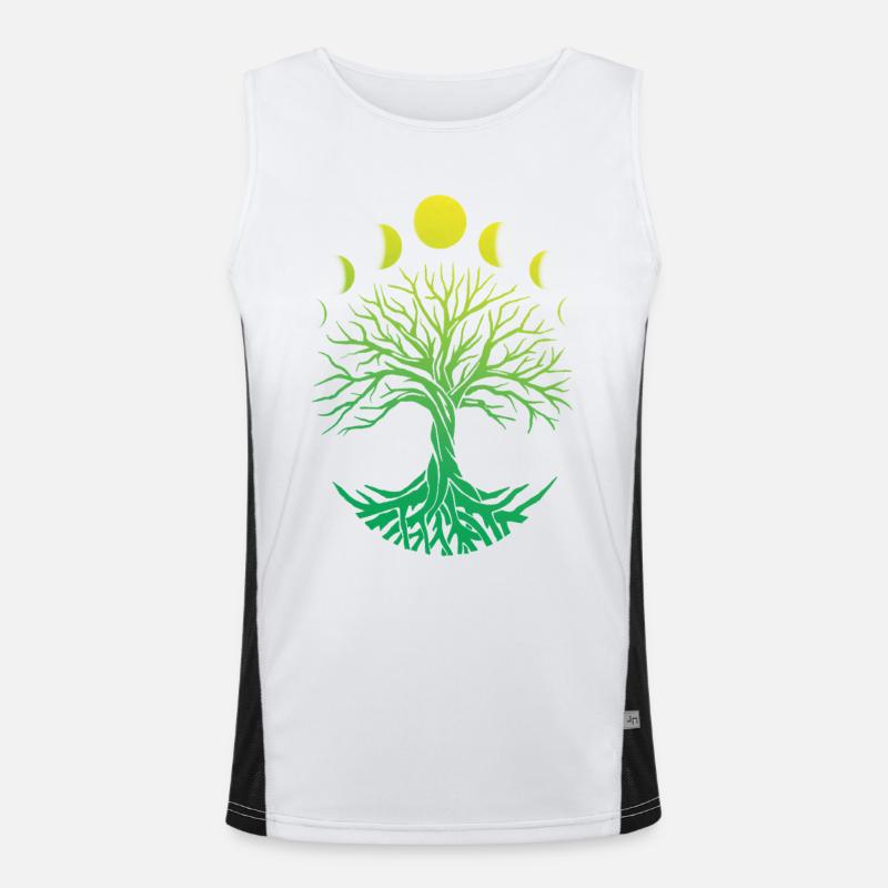 Tree Circle Moon Phases - Men's Functional Contrast Tank Top  - white/black