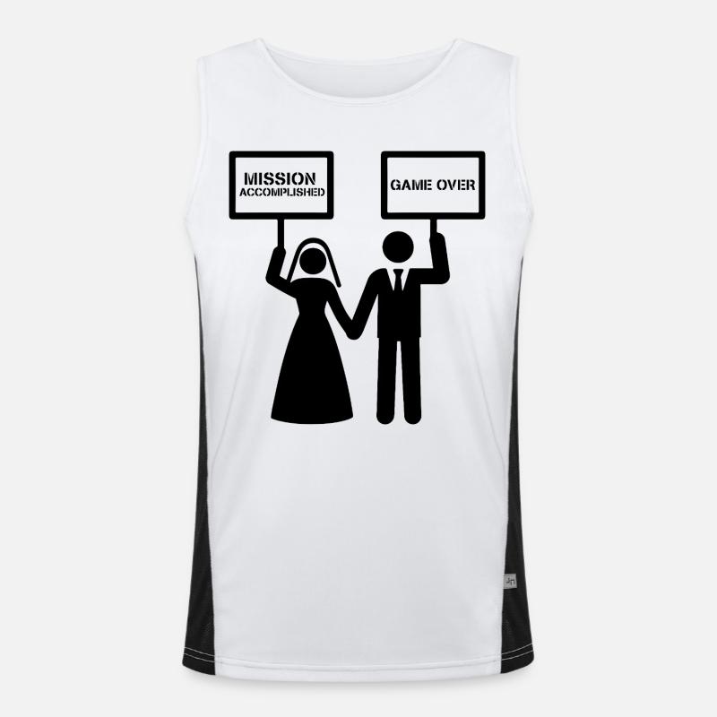 Mission Accomplished Humor Wedding Married Men's Functional Contrast Tank Top 