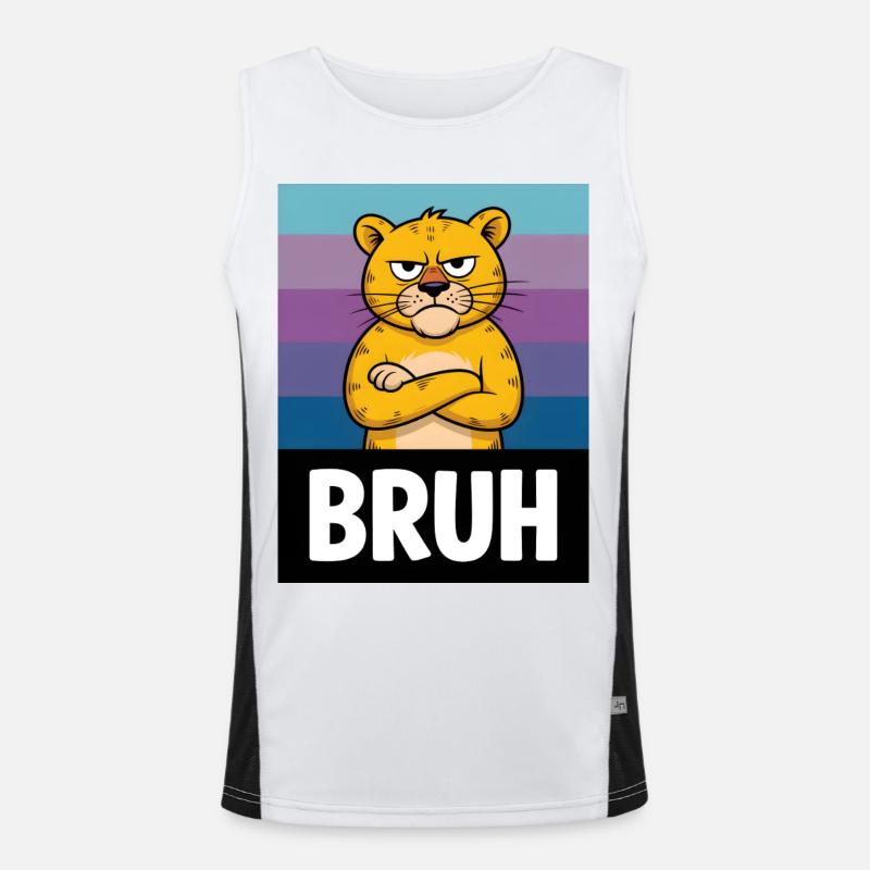 Grummel Katze BRUH Funktionelles Kontrast-Tank Top für Männer 