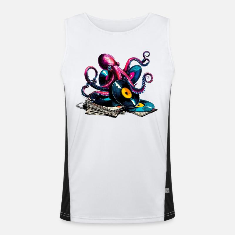 Colorful vinyl octopus Men's Functional Contrast Tank Top 