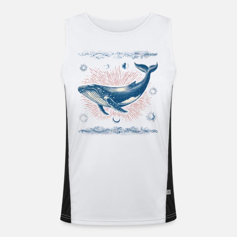 Mystischer Retro-Wal im Kosmos Funktionelles Kontrast-Tank Top für Männer 