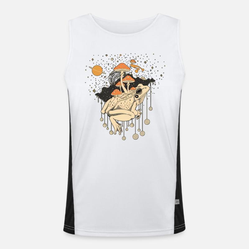 Cosmic Frog & Toadstools in the Universe - Men's Functional Contrast Tank Top  - white/black