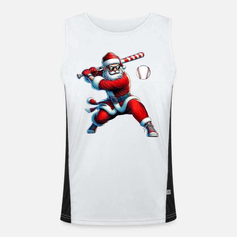 Santa Swing Baseball Funktionelles Kontrast-Tank Top für Männer 