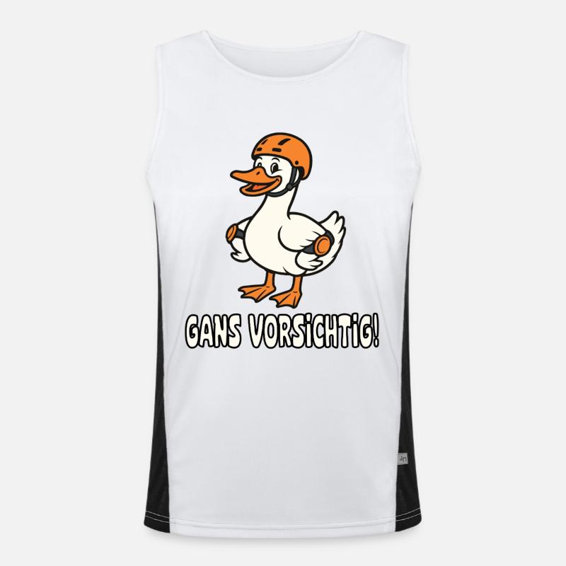 Gans mit Helm Gans Vorsichtig Cartoon Funktionelles Kontrast-Tank Top für Männer 