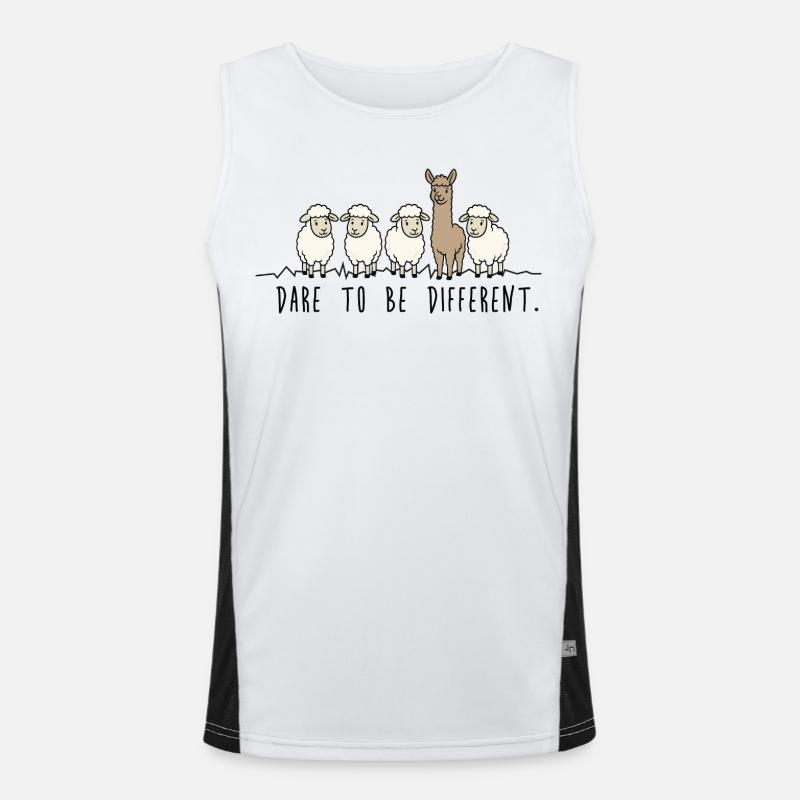 Dare to Be Different – Schafe Alpaka Illustration Funktionelles Kontrast-Tank Top für Männer 