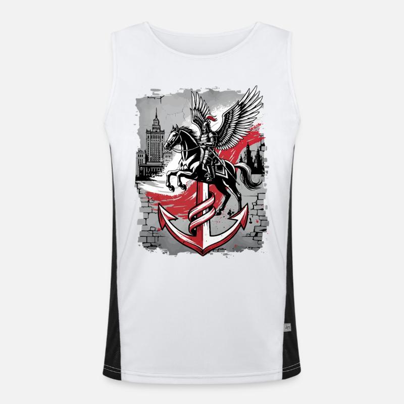 Hussar Warszawa PW Gadekunst-Tee - Funktionel kontrast tanktop til herrer  - hvid/sort