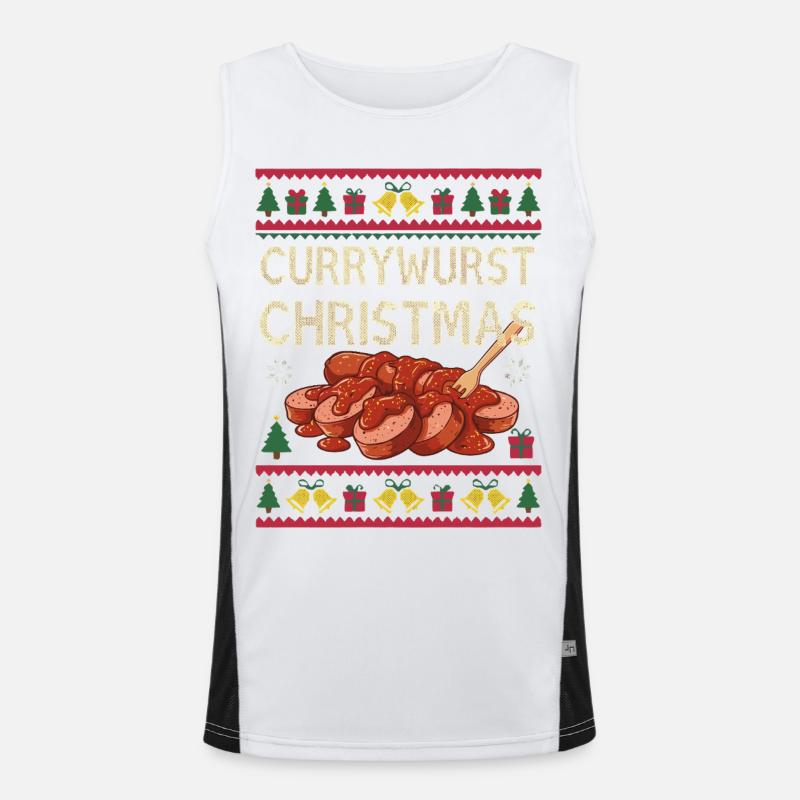 Joyeux currymas saucisse de Noël de Noël au currymas. Débardeur respirant contrasté Homme 