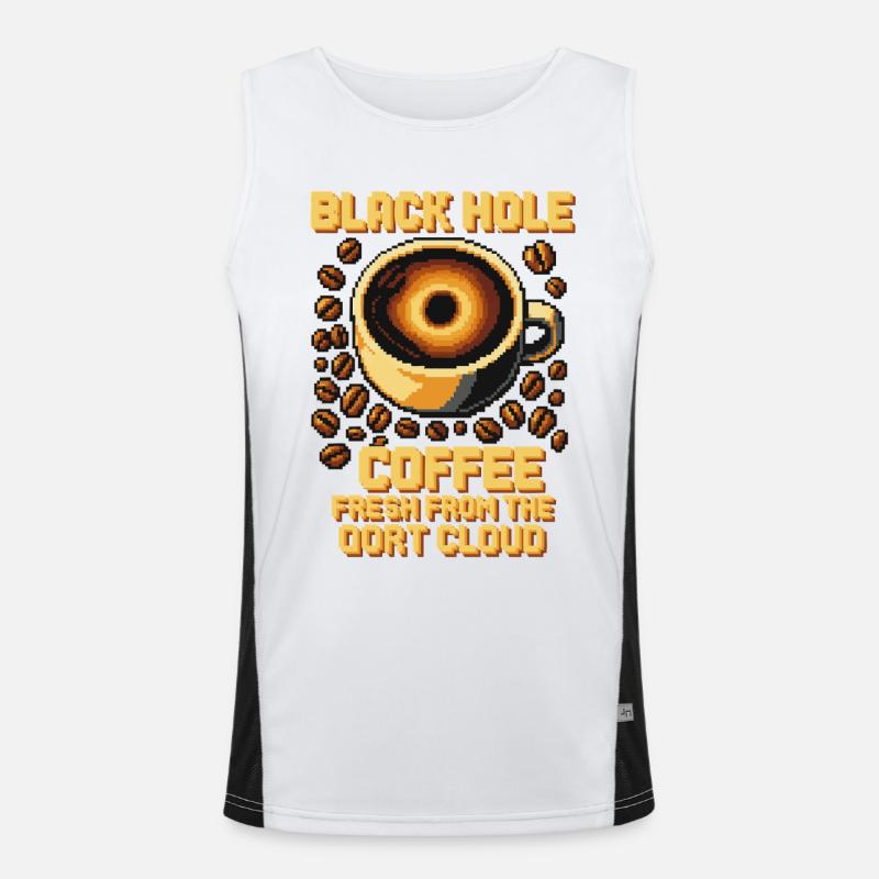 Black Hole Coffee Pixel-Kunst Funktionelles Kontrast-Tank Top für Männer 