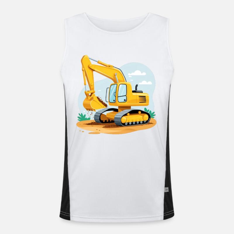 Kleiner Bagger auf Baustelle Funktionelles Kontrast-Tank Top für Männer 