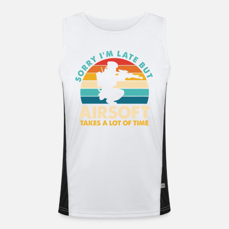 Retro Airsoft Time Delay Design - Men's Functional Contrast Tank Top  - white/black