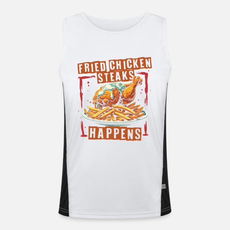 Fried Chicken Steaks Happens Funktionelles Kontrast-Tank Top für Männer 