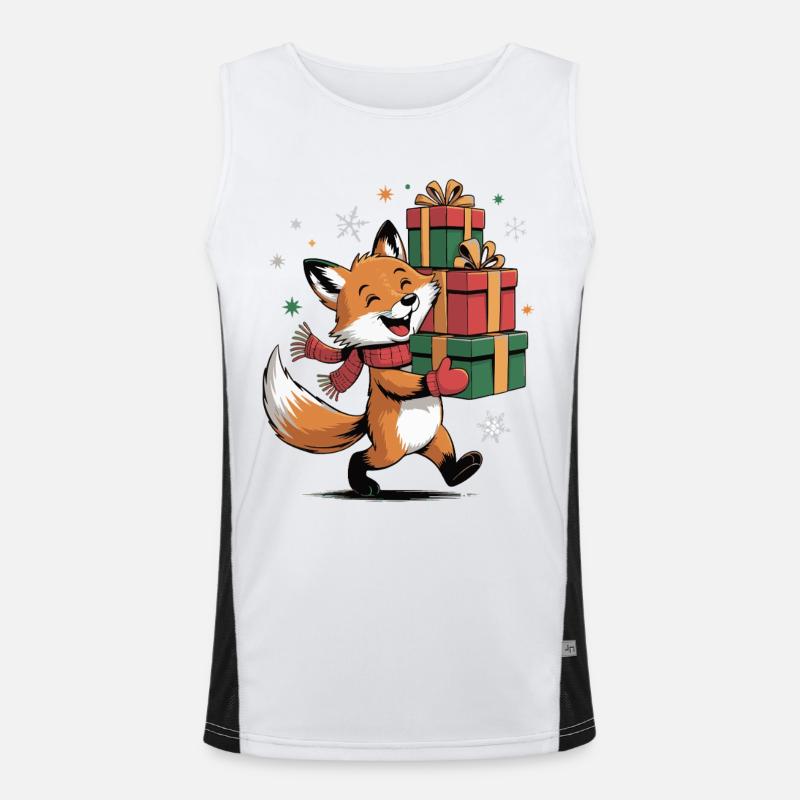 Fuchs mit Weihnachtsgeschenken Funktionelles Kontrast-Tank Top für Männer 