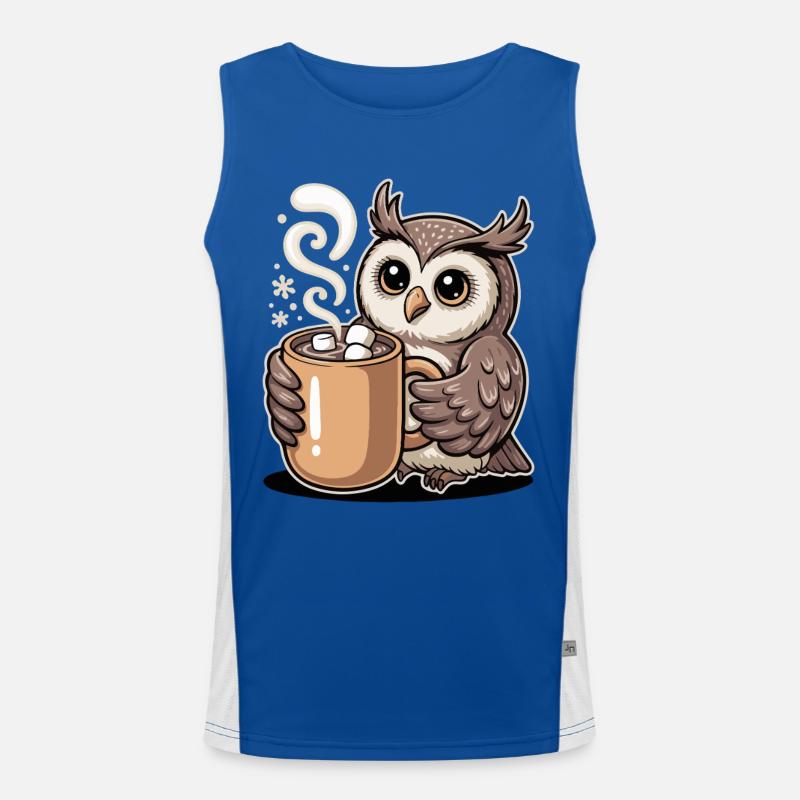 Cuddly owl with cocoa Men's Functional Contrast Tank Top 