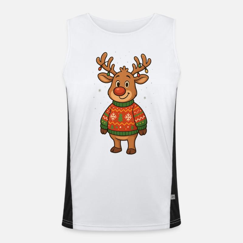 Winterhirsch im Weihnachtspullover Funktionelles Kontrast-Tank Top für Männer 