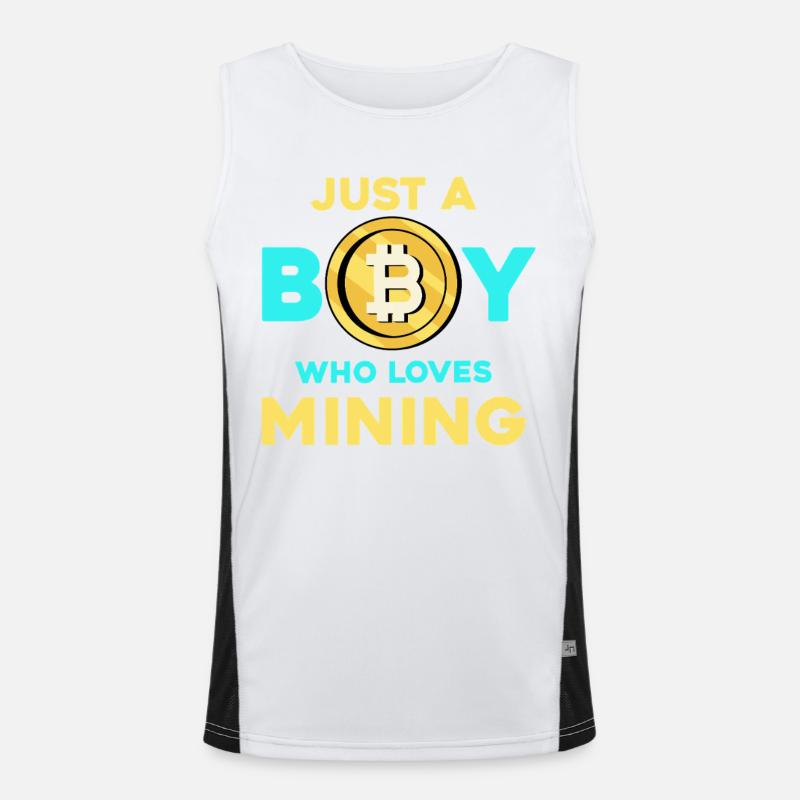 Crypto Mining Boy – Bitcoin Passion - Men's Functional Contrast Tank Top  - white/black