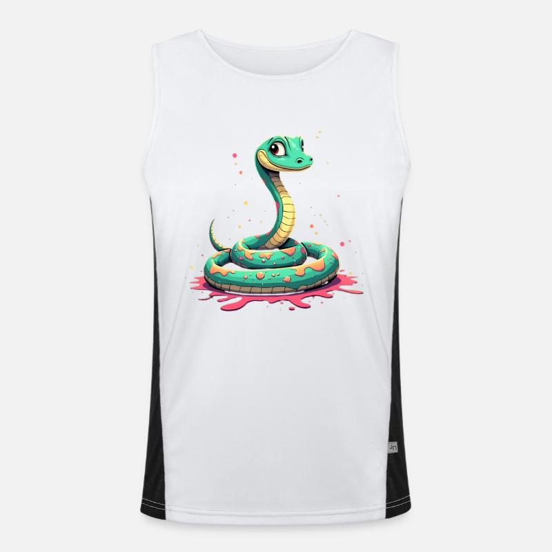 Tealschlange mit Farbspritzern Funktionelles Kontrast-Tank Top für Männer 
