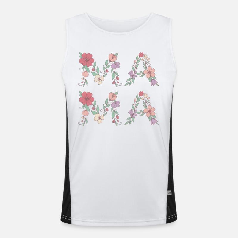 Mama Blumen Floral Schrift Beste Mutter Muttertag Funktionelles Kontrast-Tank Top für Männer 