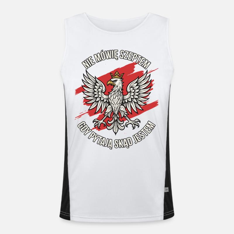 Polish Eagle Pride Statement Design - Men's Functional Contrast Tank Top  - white/black