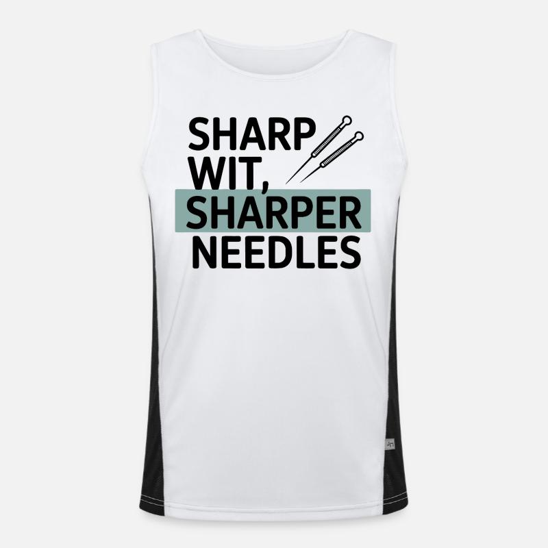 Sharp Wit Sharper Needles Acupuncturist Profession Men's Functional Contrast Tank Top 