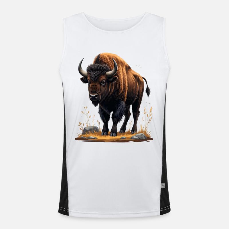 Bison du désert dans la vallée rocheuse Débardeur respirant contrasté Homme 