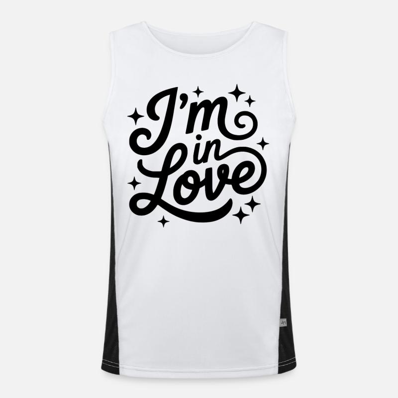 Ich bin verliebt Skriptdesign Funktionelles Kontrast-Tank Top für Männer 