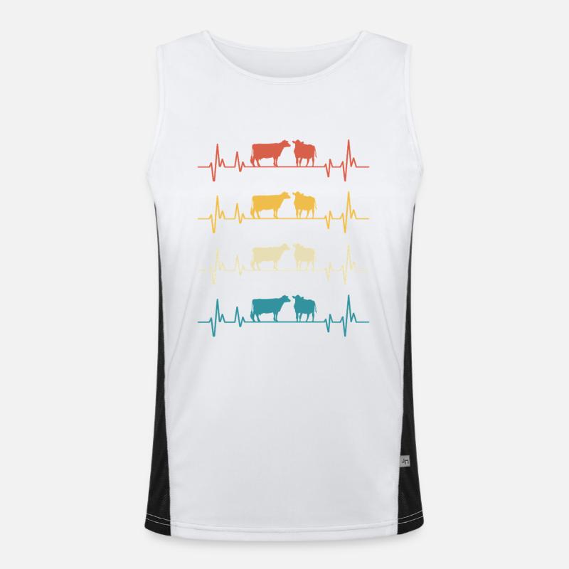 Retro Cows Herzschlag-Kuh-Geschenk Funktionelles Kontrast-Tank Top für Männer 