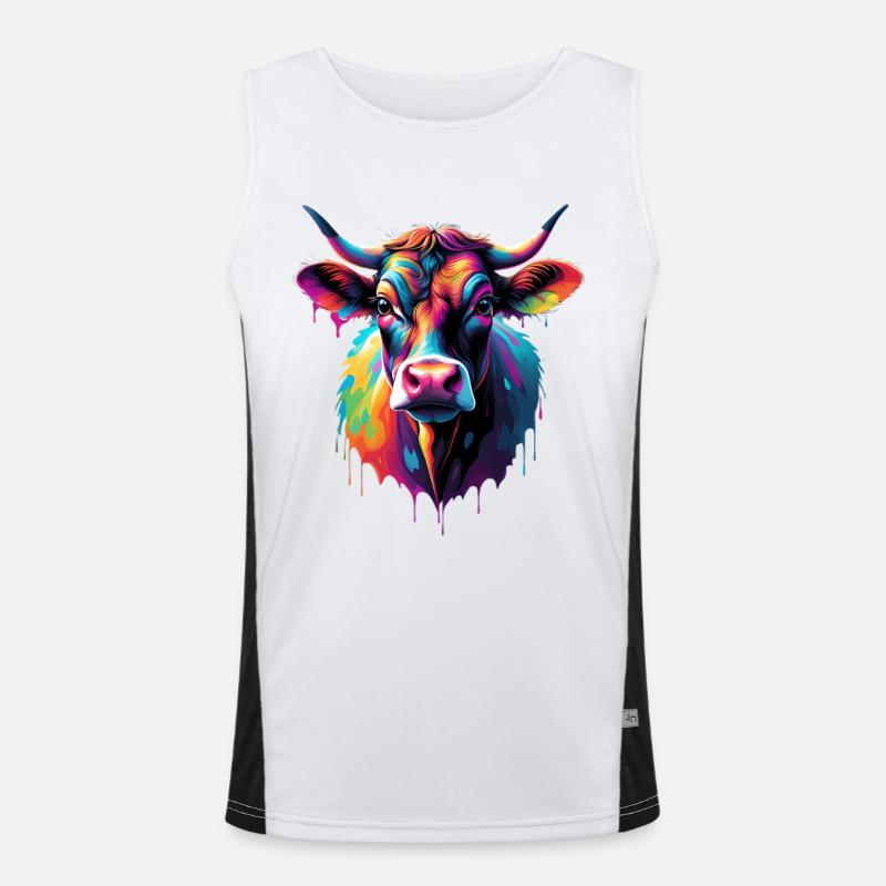 Explosion colorée des têtes de vache Débardeur respirant contrasté Homme 