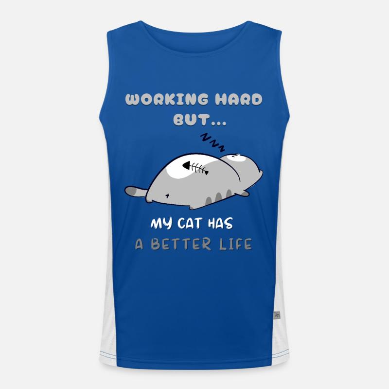 Cat Work, Better Life Men's Functional Contrast Tank Top 