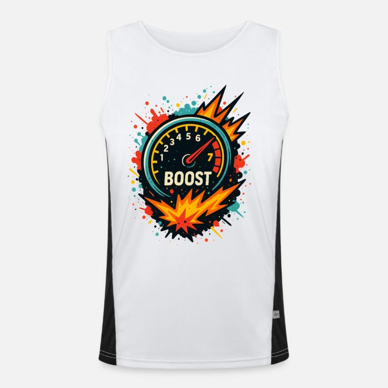 Boost Display Explosive, Turbo Tuning Shirt - Men's Functional Contrast Tank Top  - white/black
