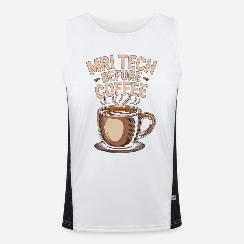 MRI Tech Before Coffee MRI Imaging Coffee Lover Funktionelles Kontrast-Tank Top für Männer 