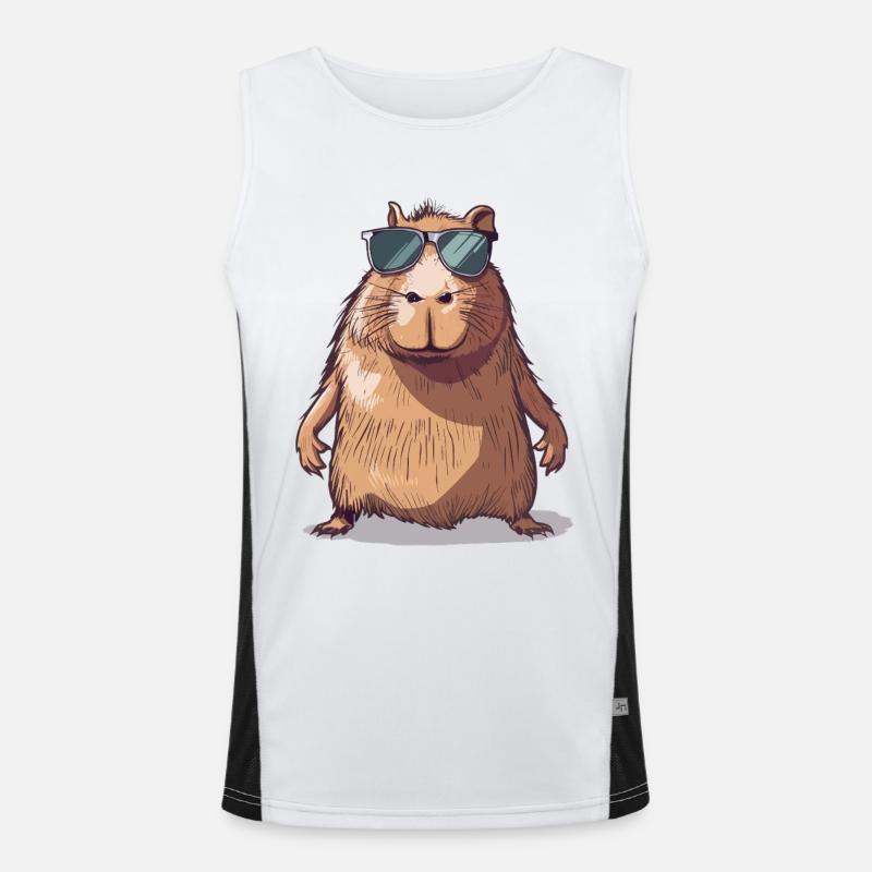 Comic de capybara décontracté avec lunettes de soleil Débardeur respirant contrasté Homme 