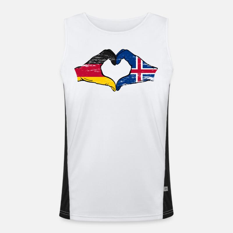 Allemagne Drapeau islandais Forme de main Forme de cœur utilisée Débardeur respirant contrasté Homme 