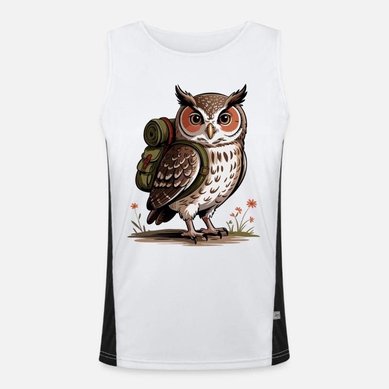 Owl hiker with backpack Men's Functional Contrast Tank Top 