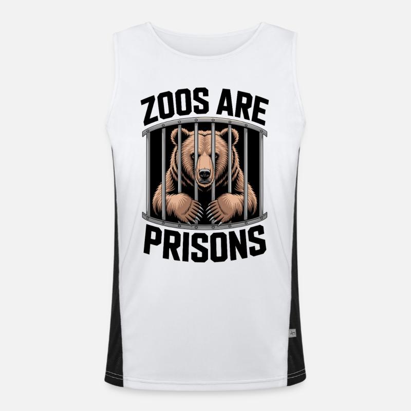 Bär hinter Gittern Motiv Funktionelles Kontrast-Tank Top für Männer 
