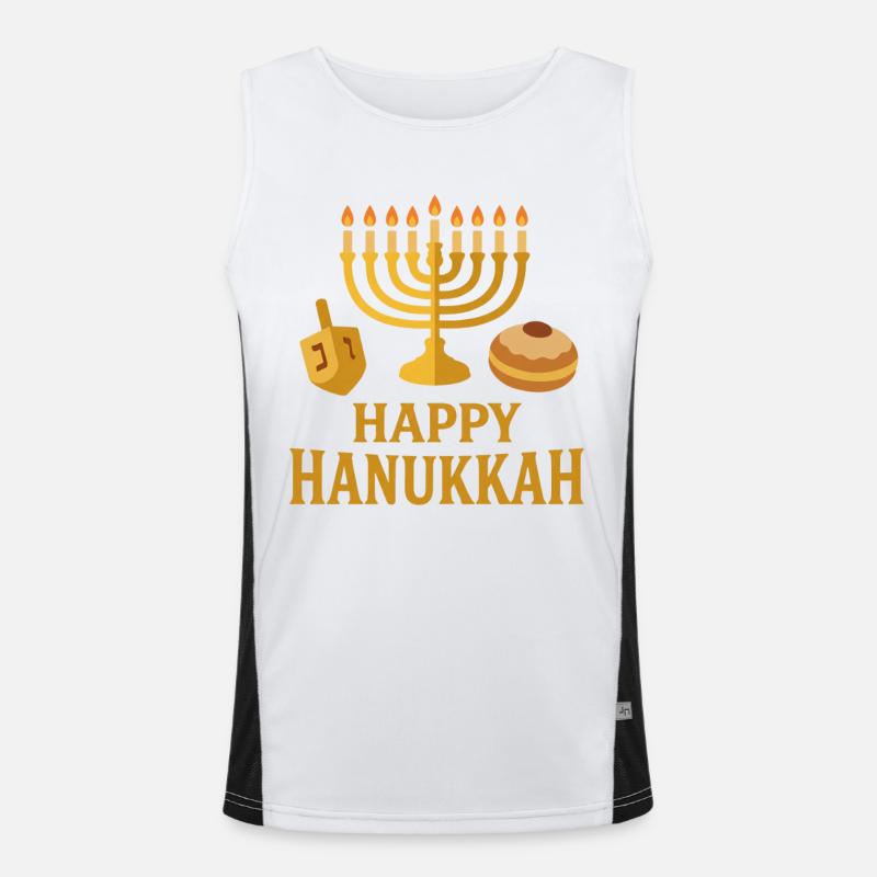 Golden Menorah Happy Hanukkah Men's Functional Contrast Tank Top 