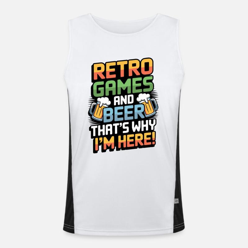 Retro-Spiele und Bier, deshalb bin ich hier. Funktionelles Kontrast-Tank Top für Männer 