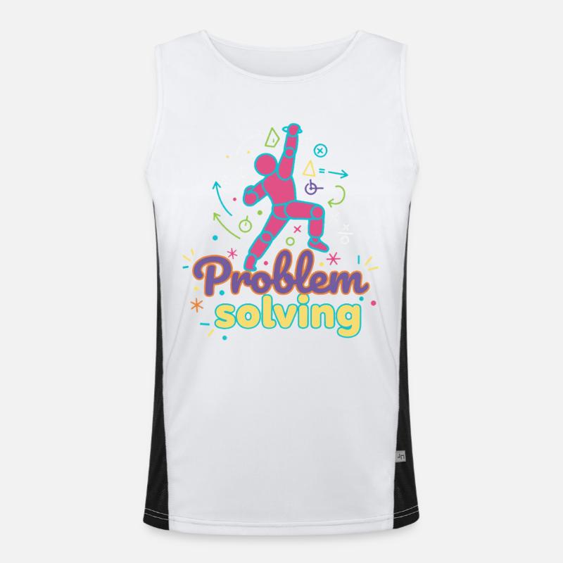 Problem Solving Climbing Rock Bouldering Fun - Men's Functional Contrast Tank Top  - white/black