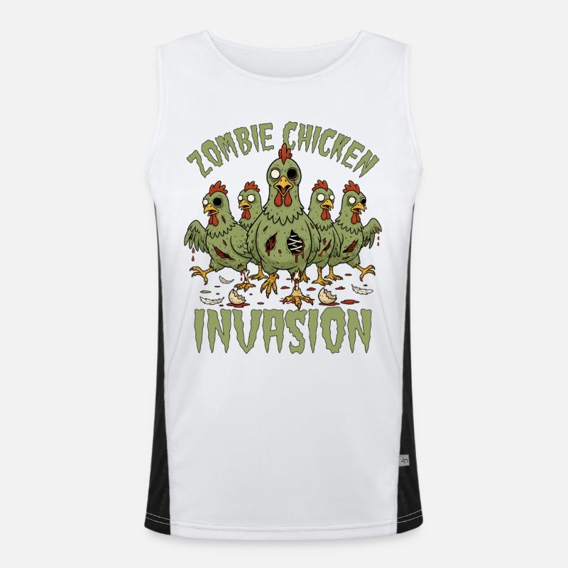 Invasion du poulet zombie Débardeur respirant contrasté Homme 