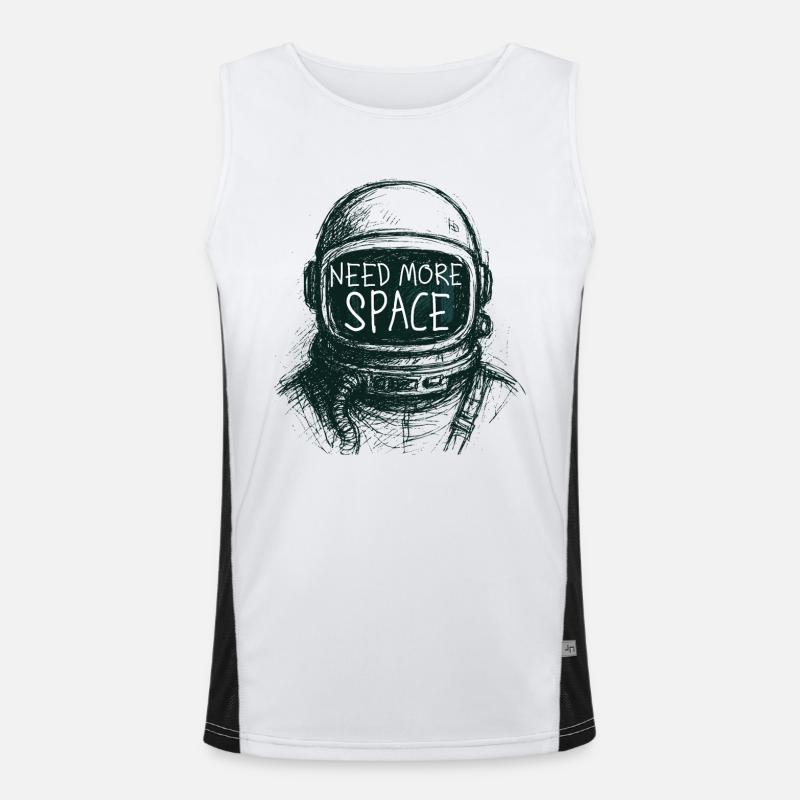 Need More Space Astronaut Spruch Zeichnung Funktionelles Kontrast-Tank Top für Männer 