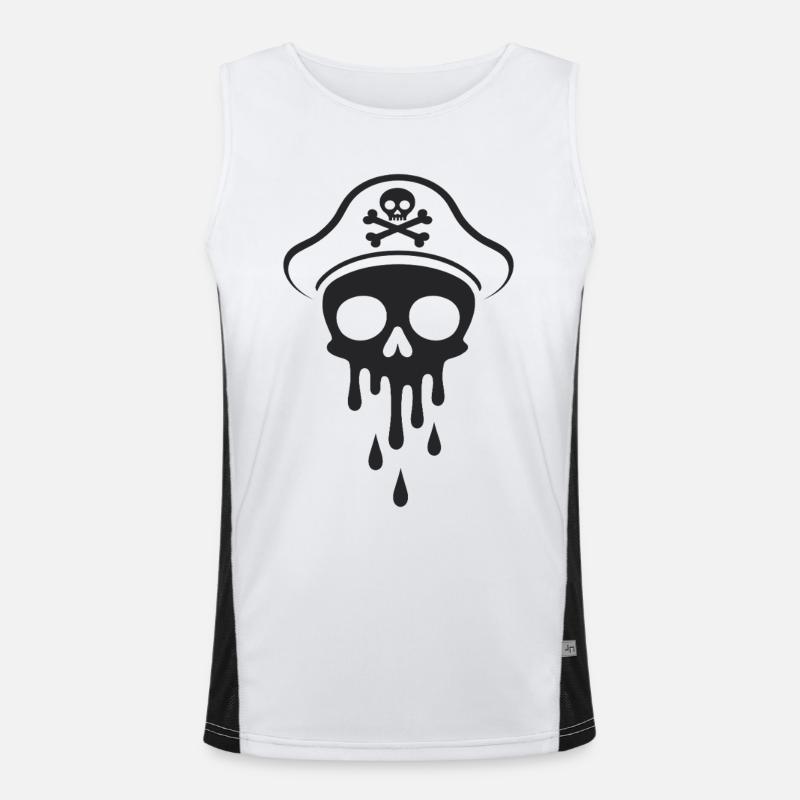 Melting Captain Skull Skull Captain Hat - Men's Functional Contrast Tank Top  - white/black